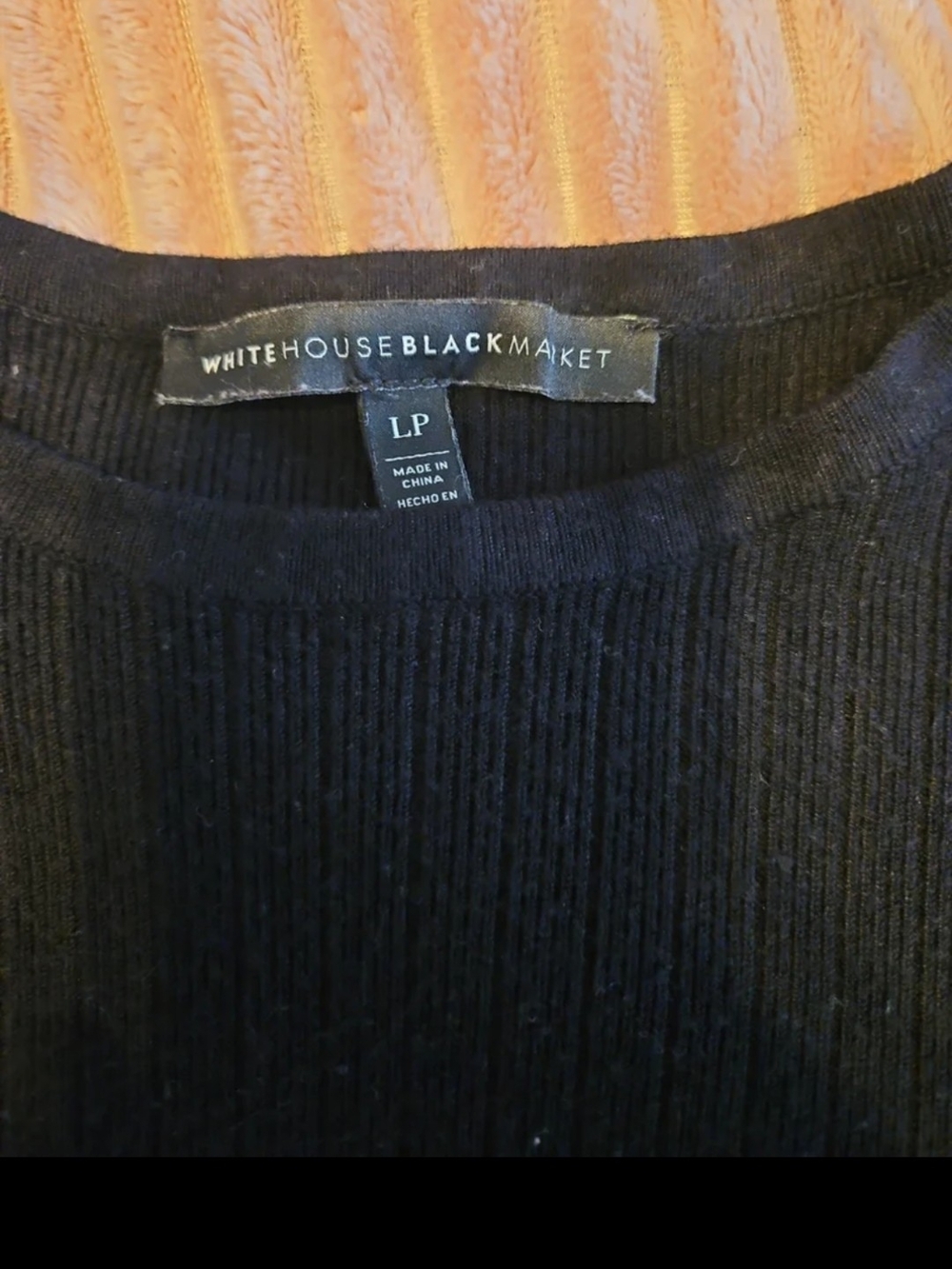 White House Black Market Black Ribbed Crewneck Sweater - Picture 2 of 3